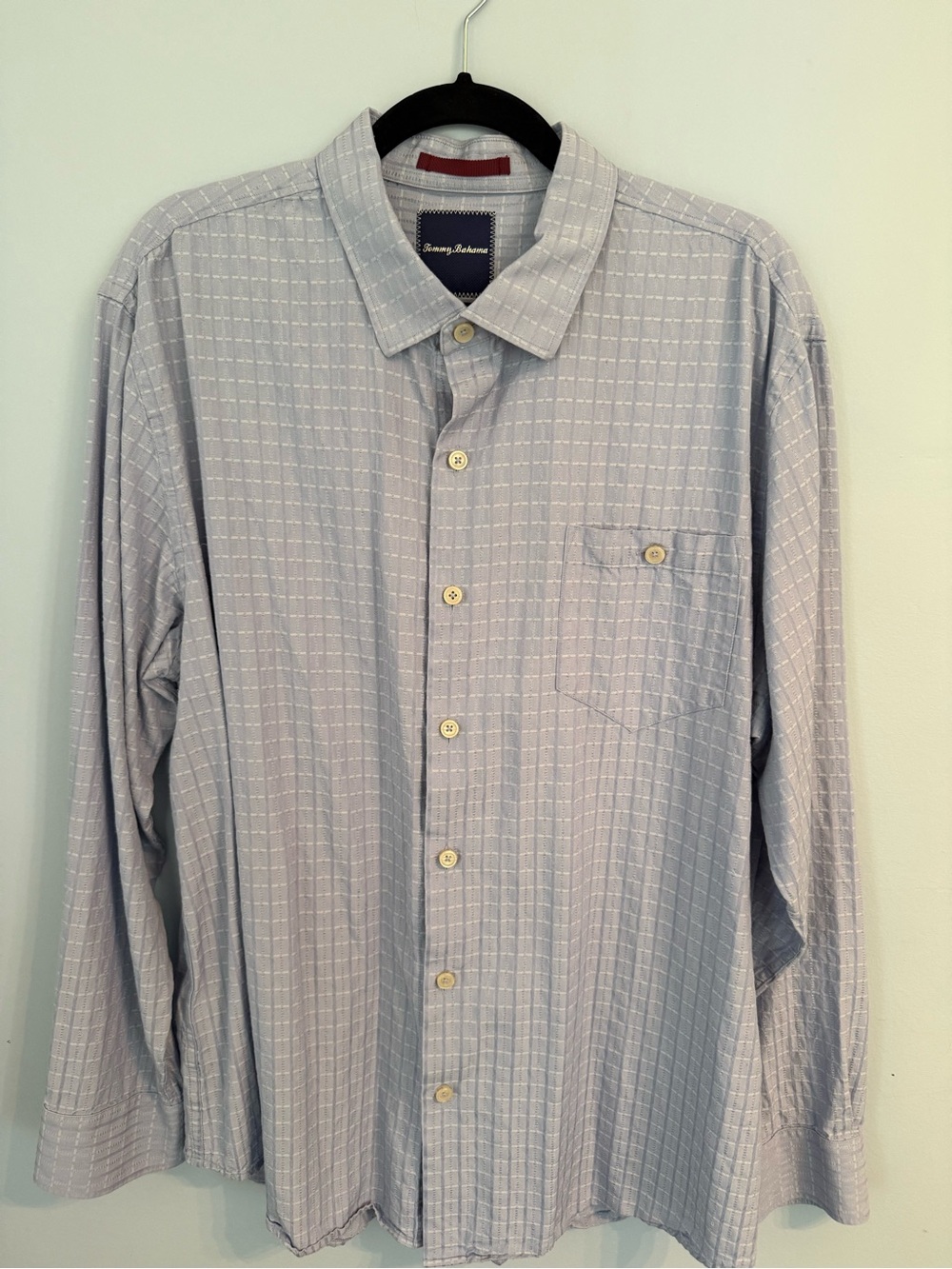 Tommy Bahama Blue Silk & Cotton Button-Up Shirt Men's L